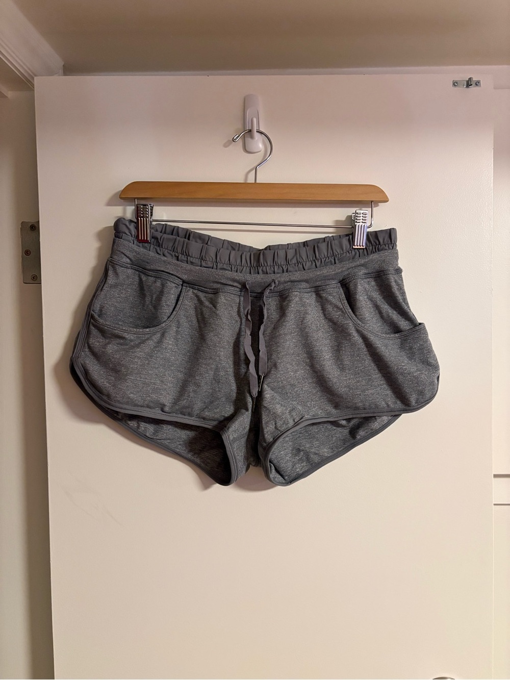 Lululemon Heathered Grey Athletic Lounge Shorts - Pull-On Drawstring